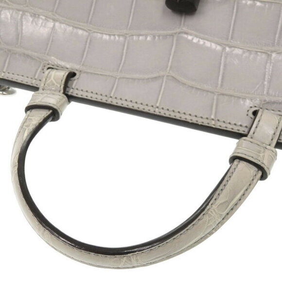Gucci Daily Bamboo Crocodile Gray Handbag Shoulder Bag - Picture 5 of 8